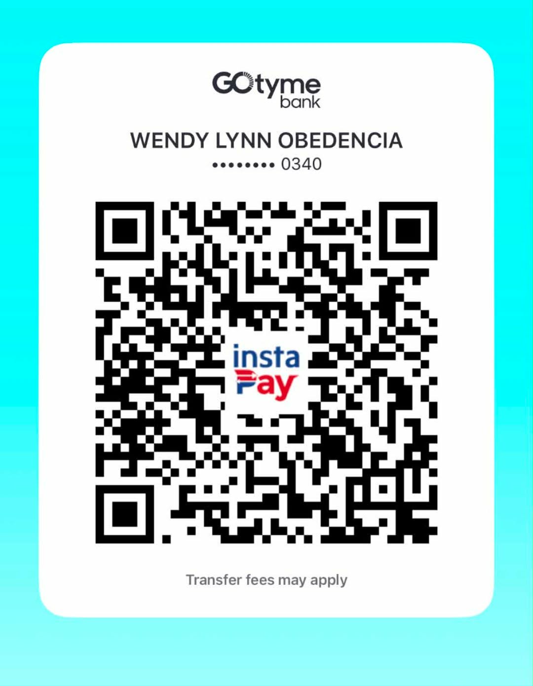 GoTyme Bank InstaPay QR code for Wendy Lynn Obedencia